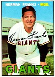 1967 Topps Baseball Cards      116     Herman Franks MG